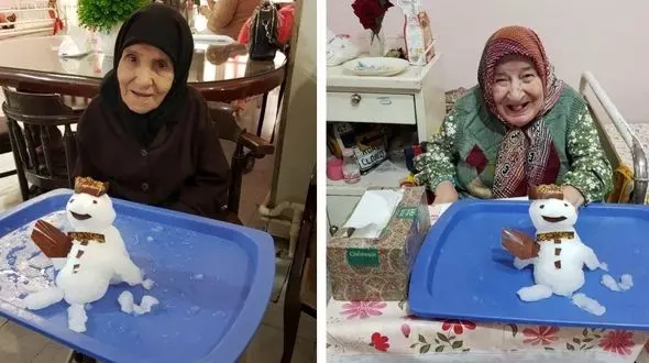 اقدام جالب مسئولان سالمندان در روز برفی + عکس 