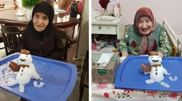 اقدام جالب مسئولان سالمندان در روز برفی + عکس 