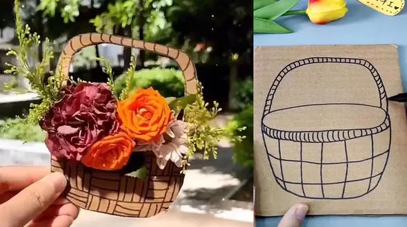 ساخت سبدی از گل های طبیعی + فیلم