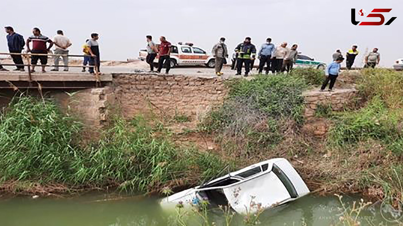 مرگ تلخ زوج گرمساری در سقوط پژو 405 در کانال آب + عکس