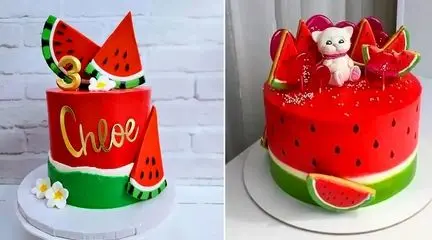 15 مدل جذاب تزئین کیک هندوانه‌ ای شب یلدا؛ ساده و شاد + فیلم