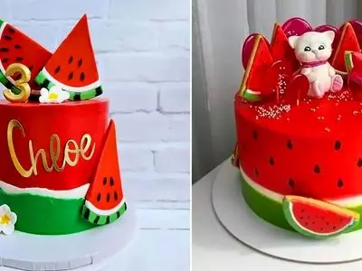 15 مدل جذاب تزئین کیک هندوانه‌ ای شب یلدا؛ ساده و شاد + فیلم