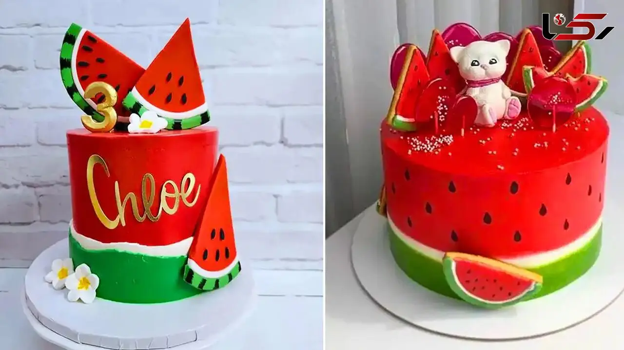 15 مدل جذاب تزئین کیک هندوانه‌ ای شب یلدا؛ ساده و شاد + فیلم