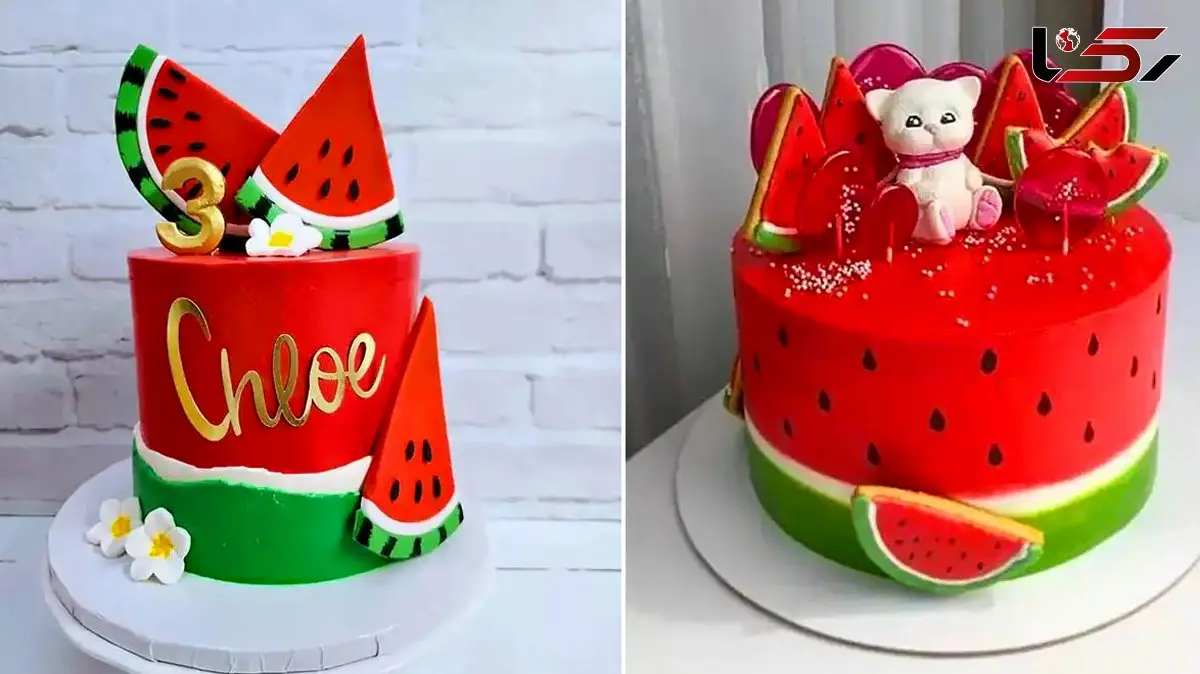 15 مدل جذاب تزئین کیک هندوانه‌ ای شب یلدا؛ ساده و شاد + فیلم