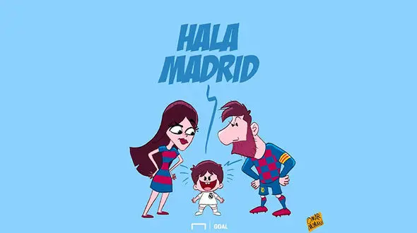 علاقه پسر لیونل مسی به رئال مادرید! + کاریکاتور