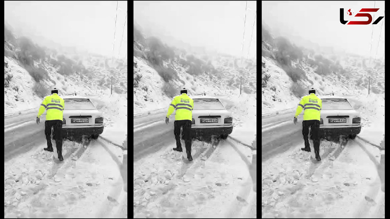 فیلم فرشته های سفید پوش پلیس راهور در جاده های برفی کشور / کمک رسانی به مردم در جاده های برفی