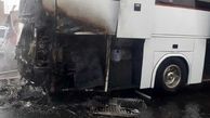 آتش سوزی در اتوبوس زائران ایرانی در سامرا + عکس