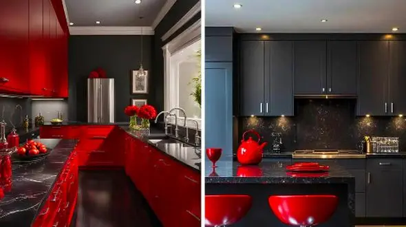 ایده‌ های دکور قرمز و مشکی آشپزخانه؛ 15 عکس شیک و مدرن