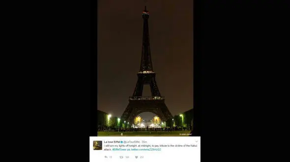 ادای احترام عجیب برج ایفل به کشته شدگان حمله ترویستی در کابل + عکس 