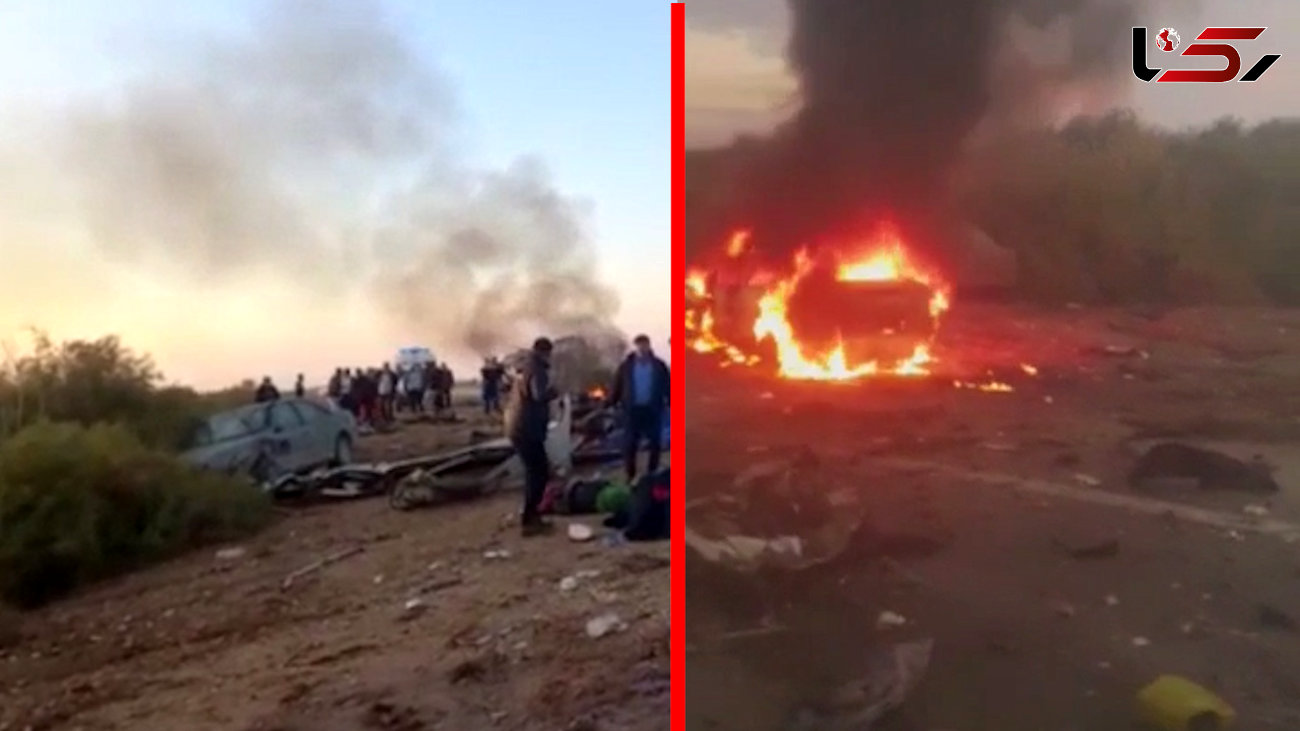 فیلم تکاندهنده از تصادف زنجیره ای خرمشهر / 10 نفر کشته شدند + جزئیات