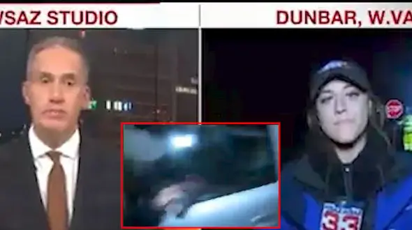 فیلم تصادف وحشتناک خبرنگار  هنگام گزارش زنده تلویزیونی 