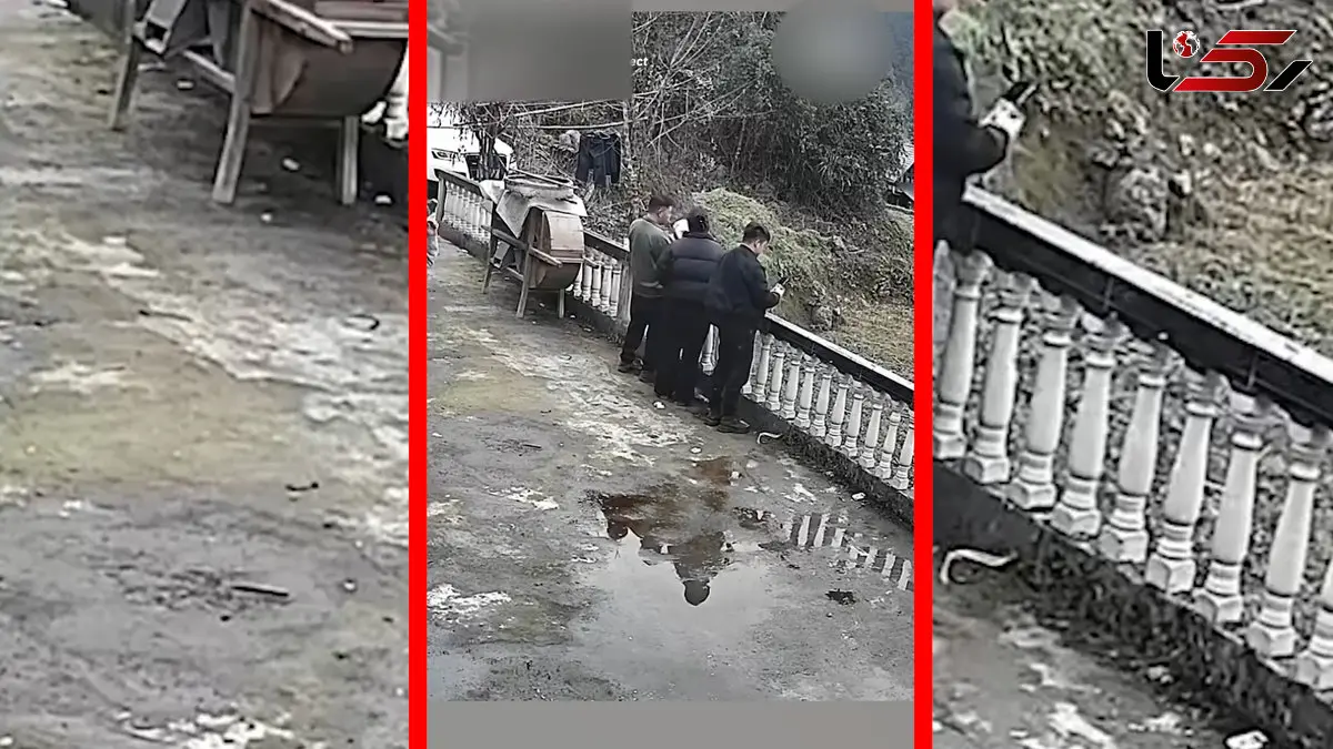 فیلم سقوط غیرمنتظره سه نفر در تراس باغ