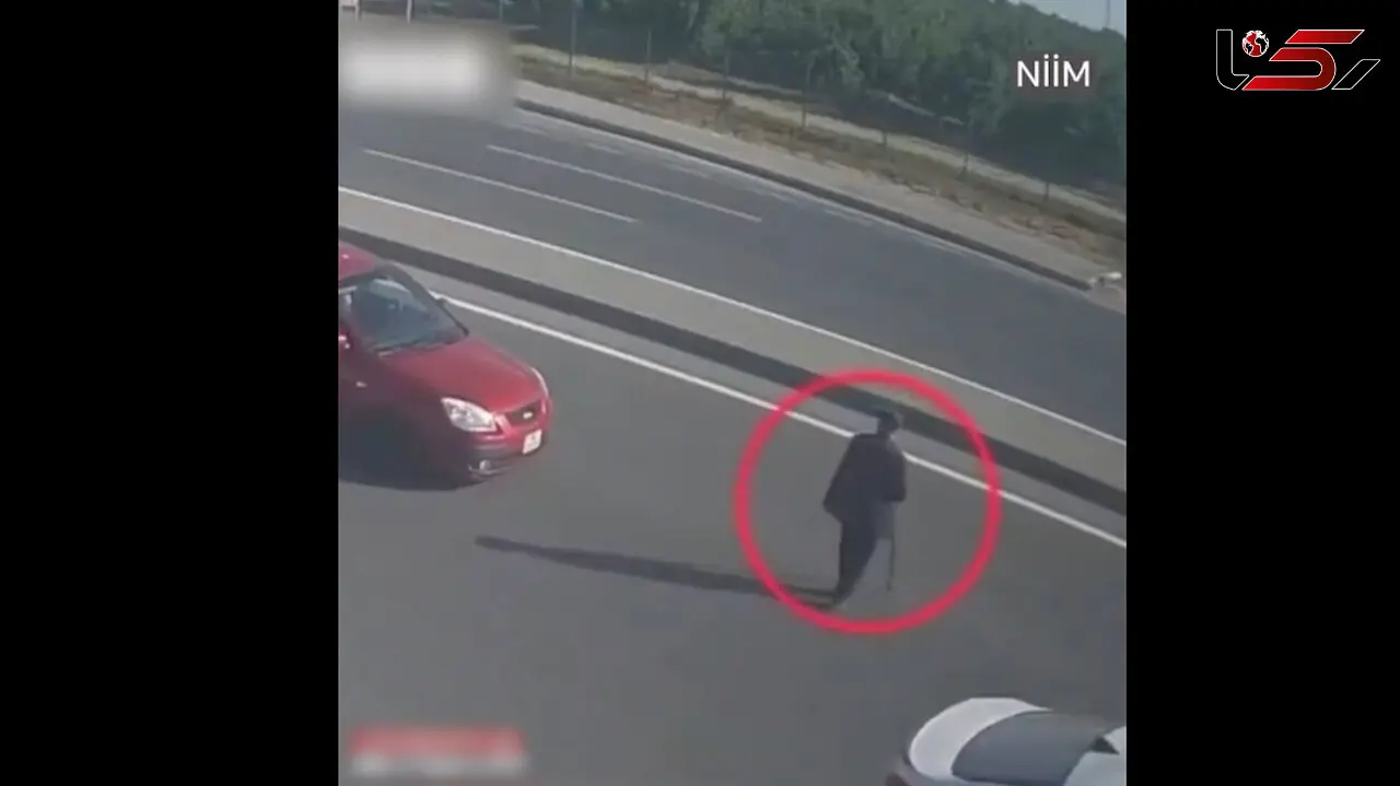 تصادف شدید 2 خودرو به دلیل توقف برای عبور یک پیرمرد از خیابان